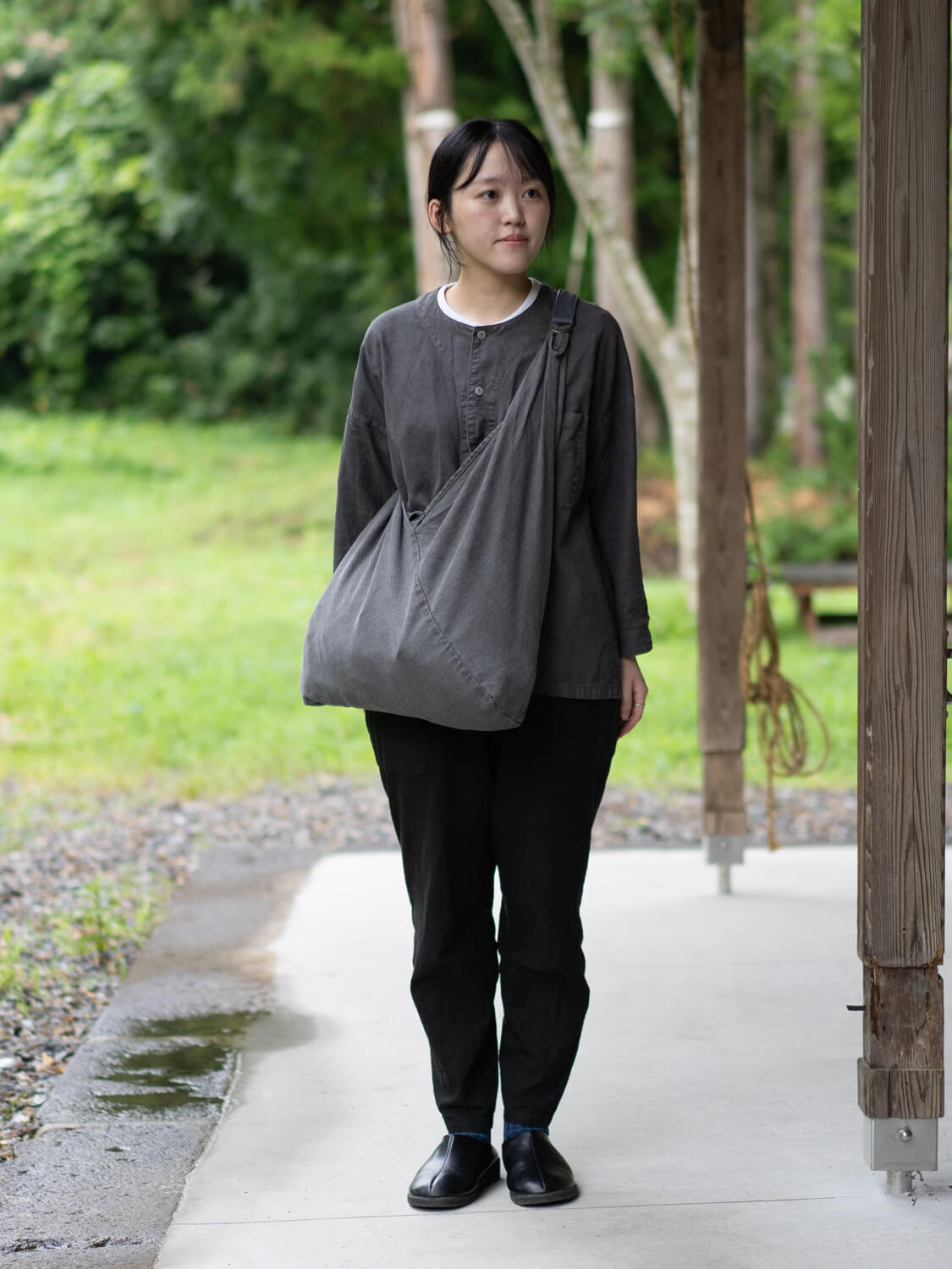縁日 AZUMAFUKURO あずま袋 綿麻 炭染 ハンドルセット