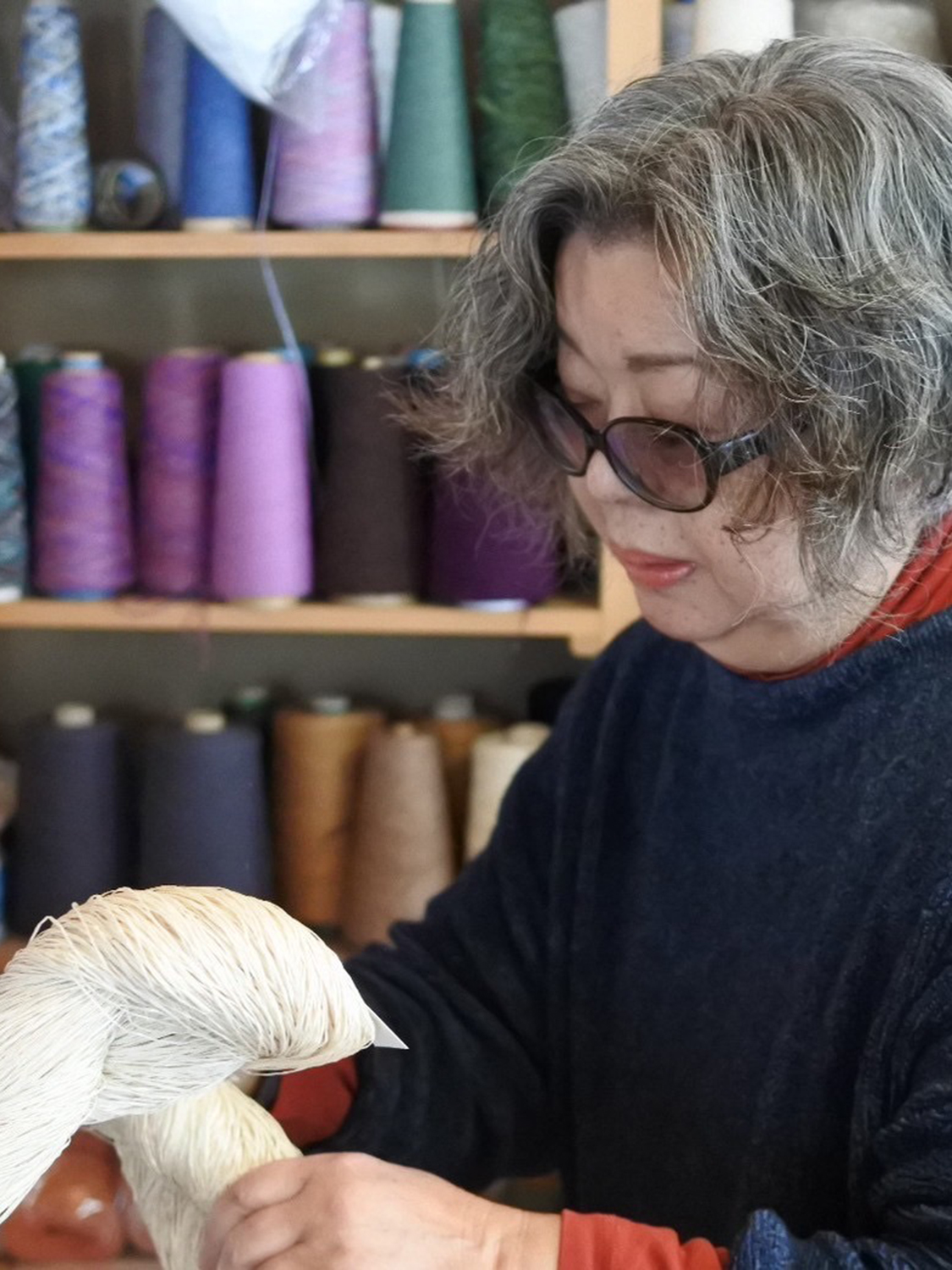 鄙子さんのガラ紡マフラー 坂口鄙子（さかぐちひなこ）