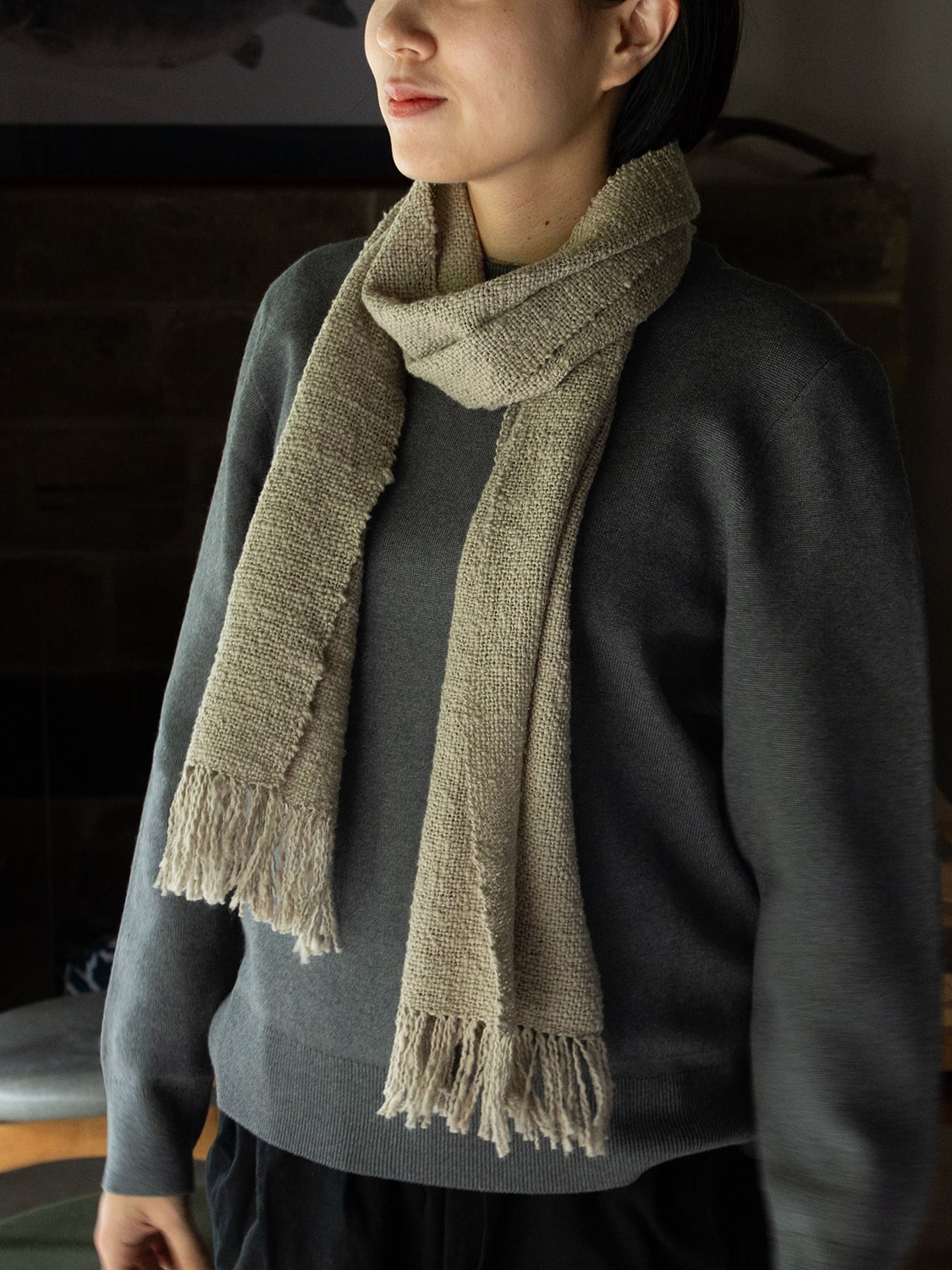 鄙子さんのガラ紡マフラー 坂口鄙子（さかぐちひなこ）