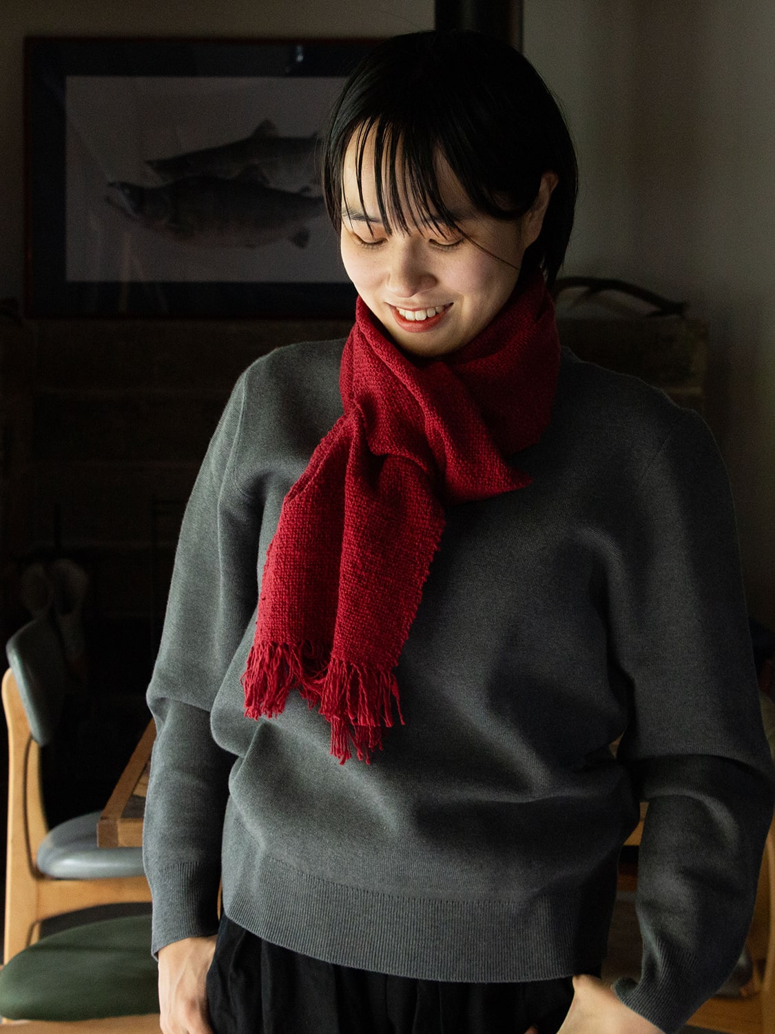 鄙子さんのガラ紡マフラー 坂口鄙子（さかぐちひなこ）