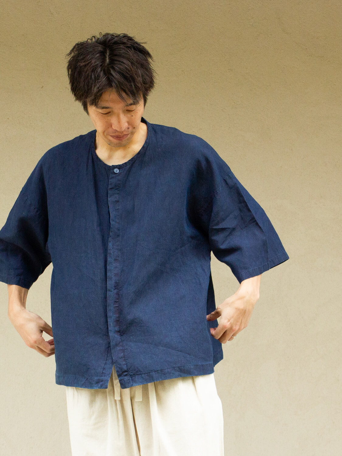 縁日　ダボシャツ　DABO SHIRT indigo 麻 