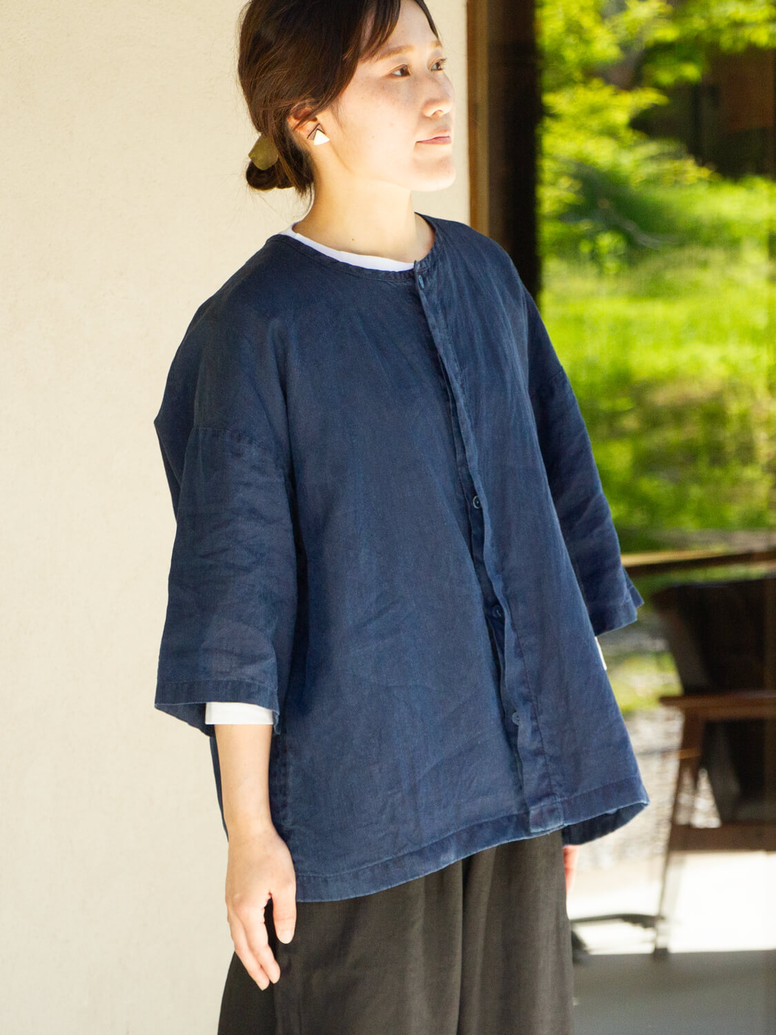 縁日　ダボシャツ　DABO SHIRT indigo 麻 