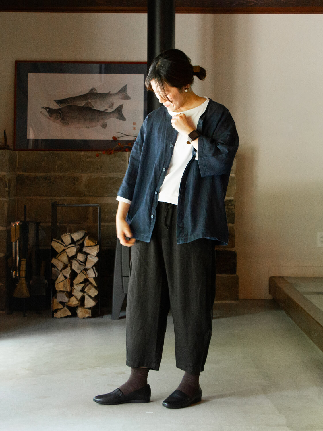 縁日　ダボシャツ　DABO SHIRT indigo 麻 
