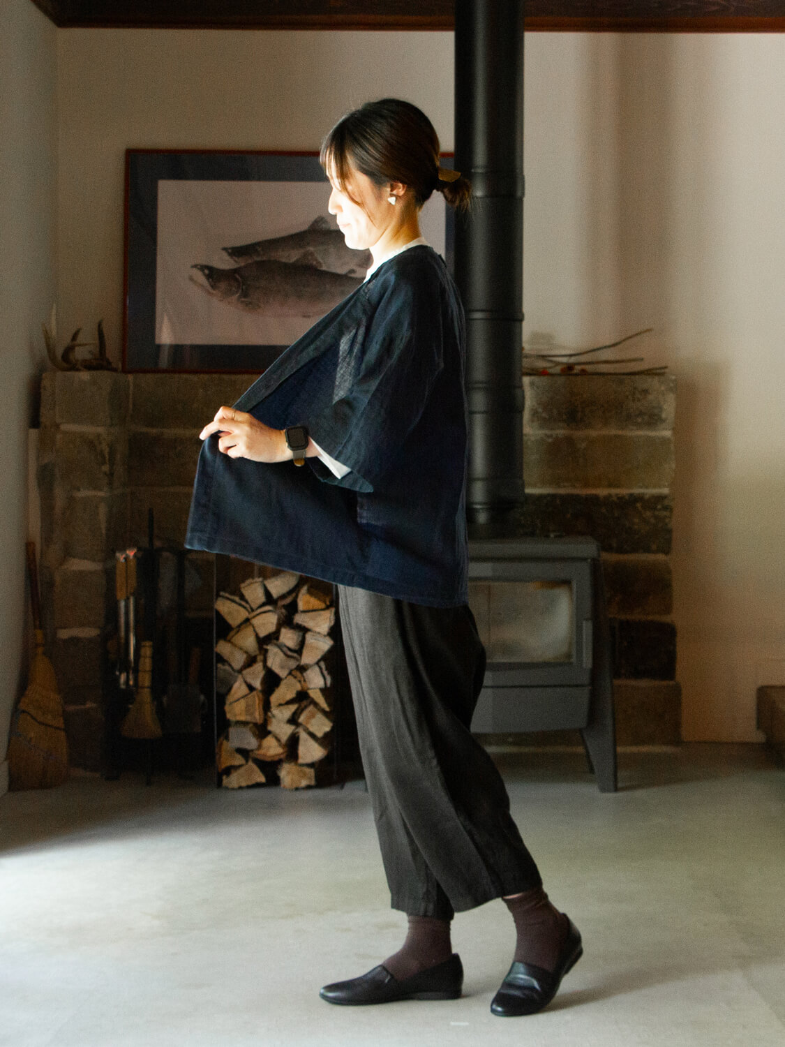 縁日　ダボシャツ　DABO SHIRT indigo 麻 