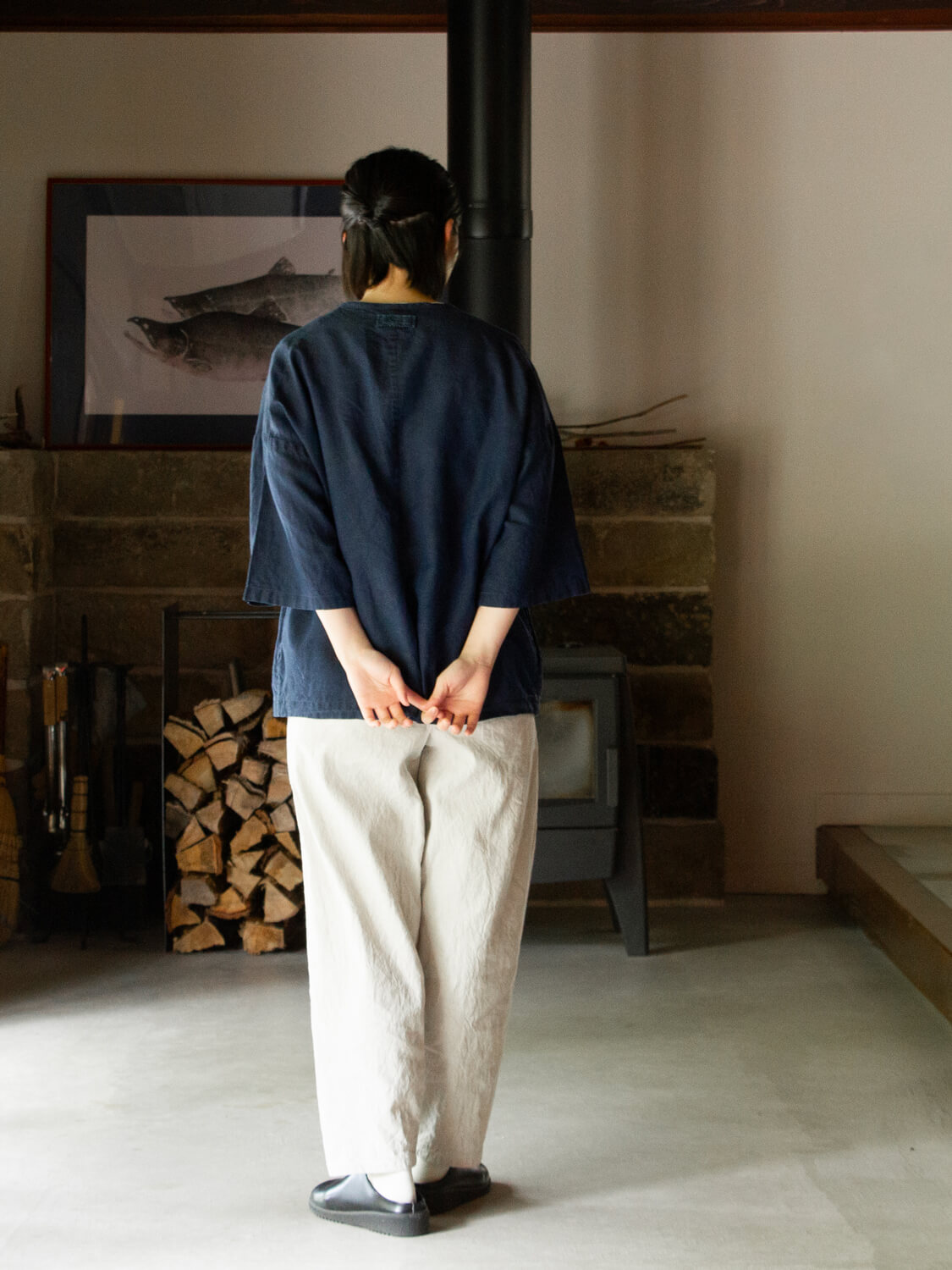 縁日　ダボシャツ　DABO SHIRT indigo 麻 