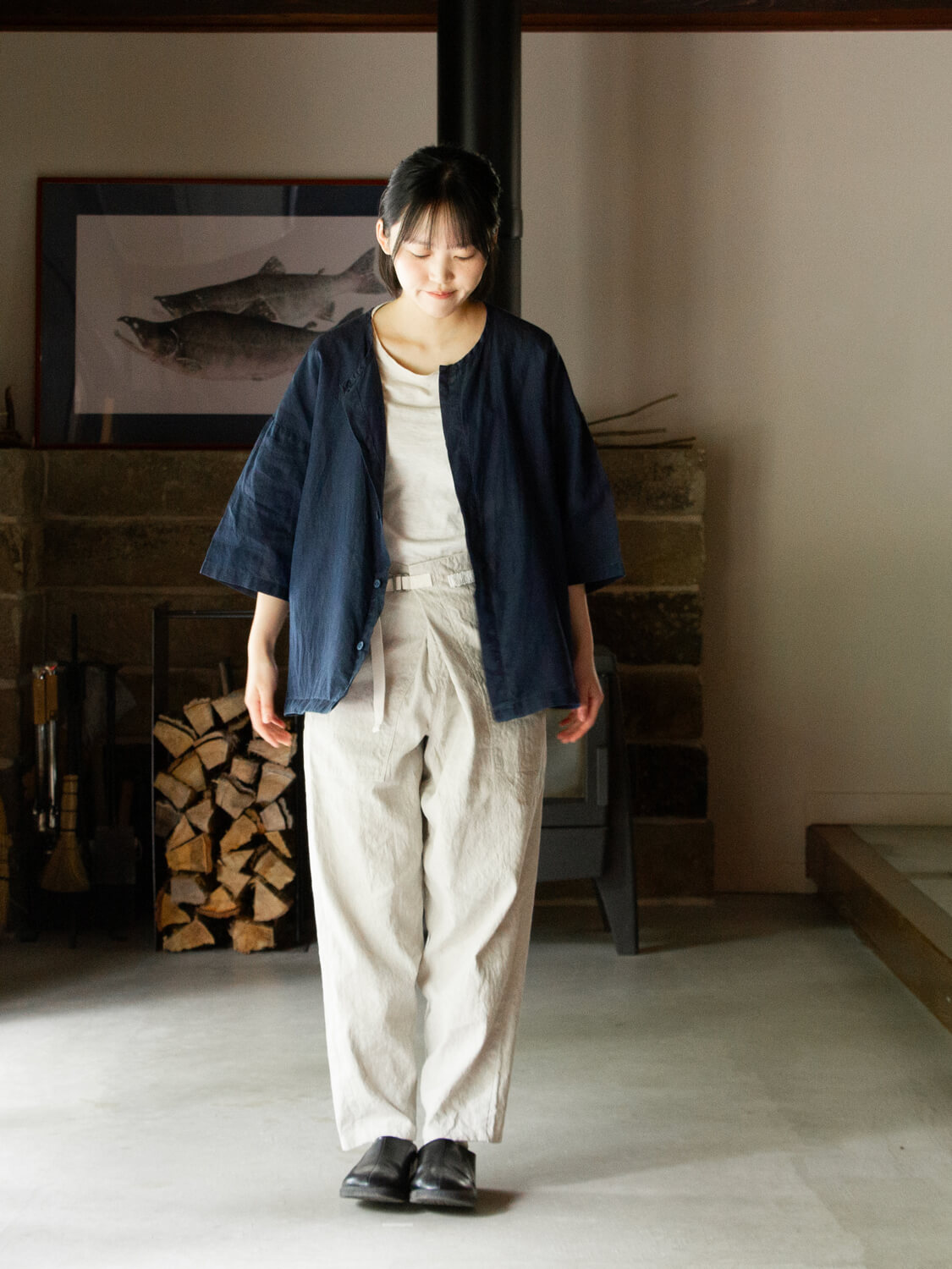 縁日　ダボシャツ　DABO SHIRT indigo 麻 
