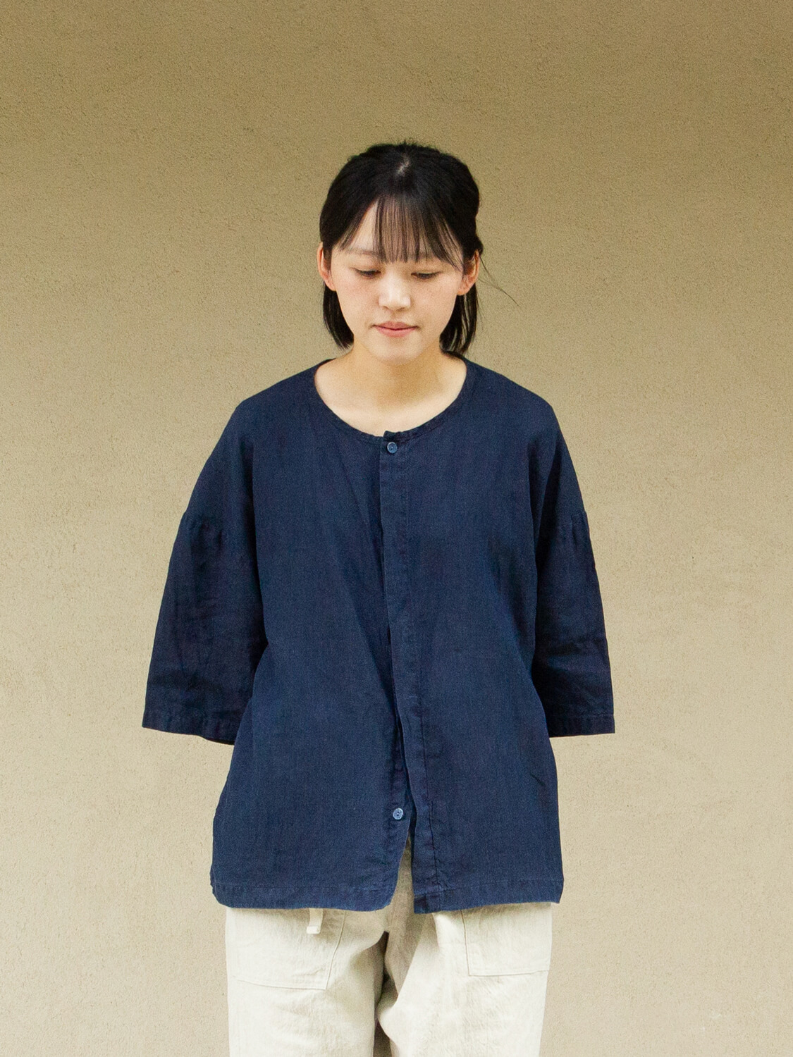 縁日　ダボシャツ　DABO SHIRT indigo 麻 