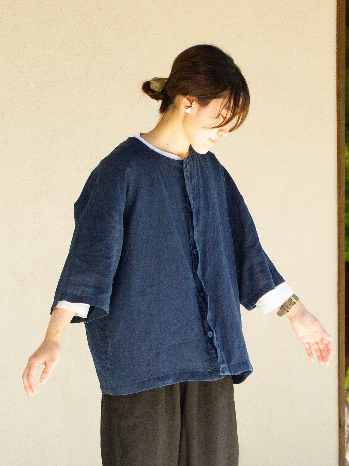 縁日　ダボシャツ　DABO SHIRT indigo 麻 