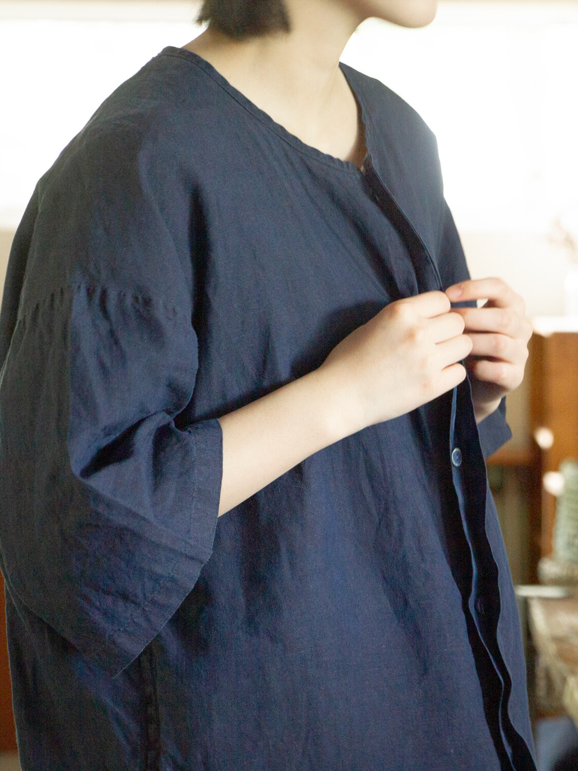 縁日　ダボシャツ　DABO SHIRT indigo 麻 
