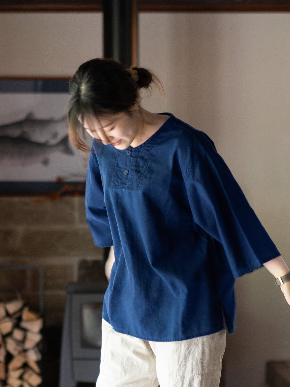 縁日 Indigo nanakooriSHIRT(インディゴ斜子織シャツ)