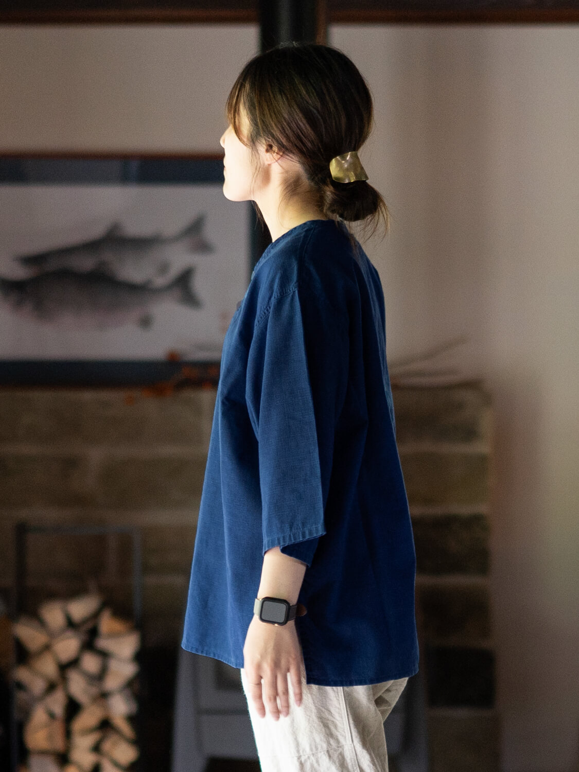 縁日 Indigo nanakooriSHIRT(インディゴ斜子織シャツ)