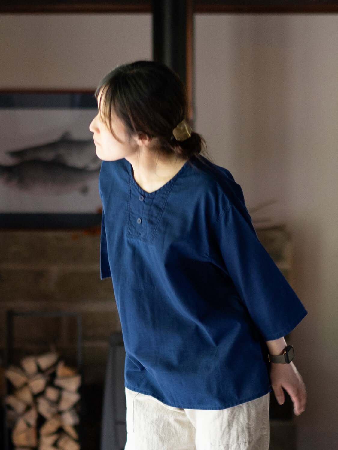 縁日 Indigo nanakooriSHIRT(インディゴ斜子織シャツ)