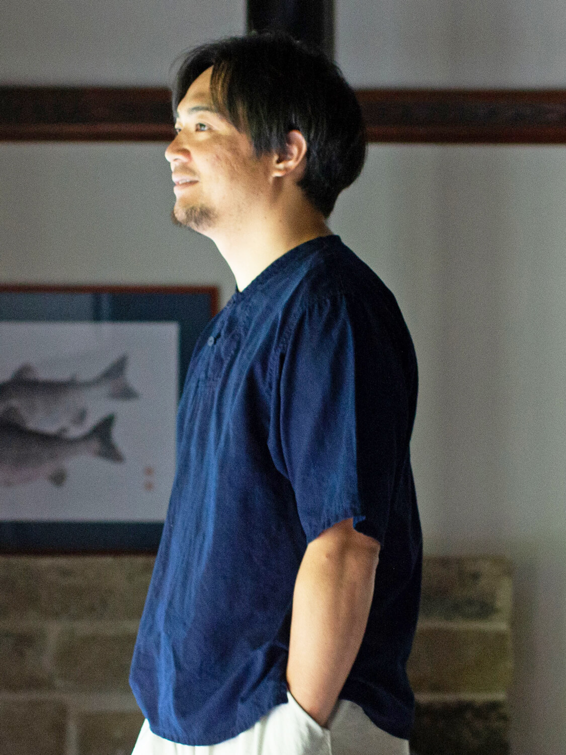 インディゴ斜子織シャツ(Indigo nanakooriSHIRT)