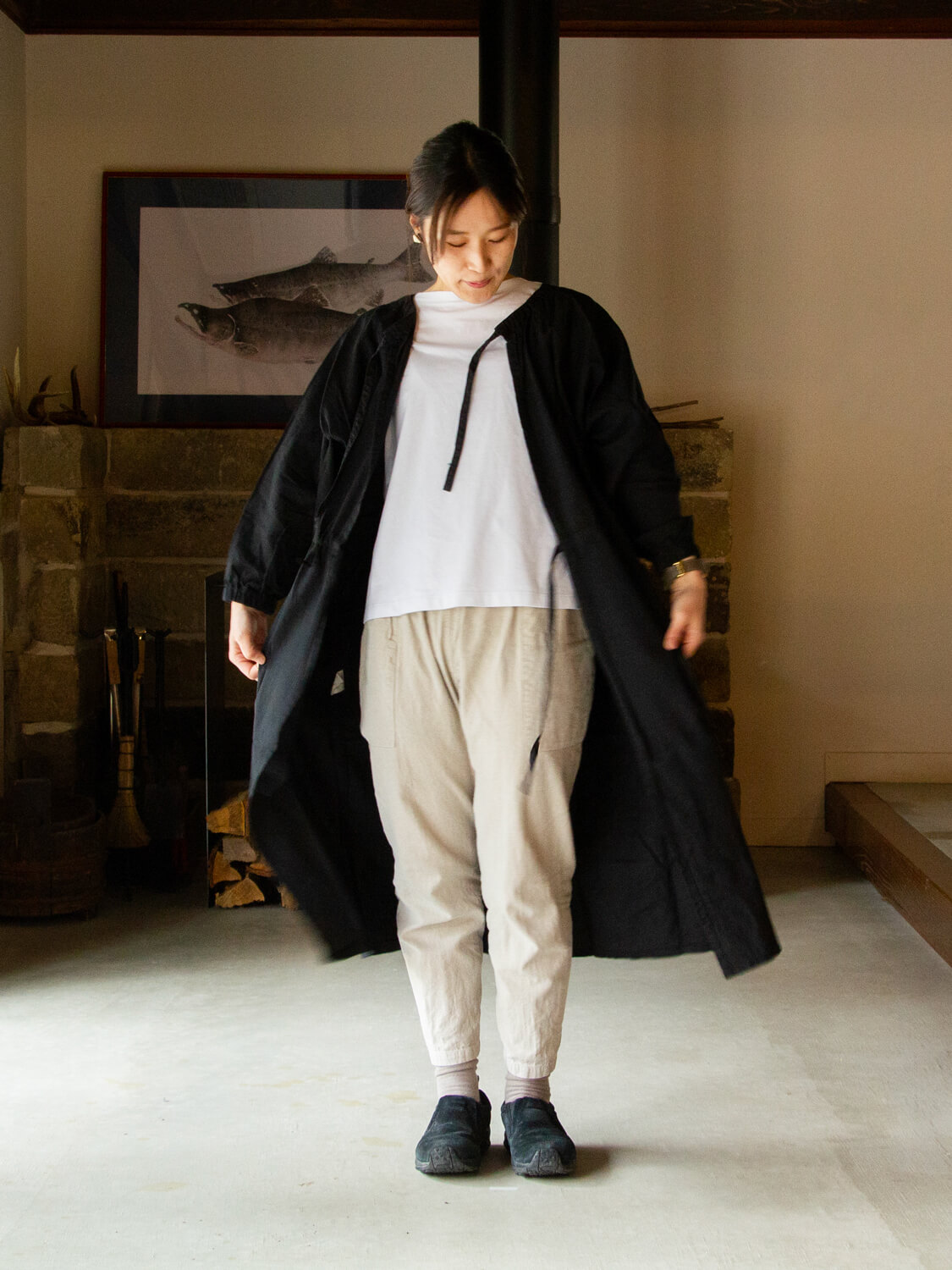 一回着用　en・nichi 　割烹着　縁日　KAPPOGI サイズM おしゃれ 割烹着(KAPPOGI)手ぬぐい付き