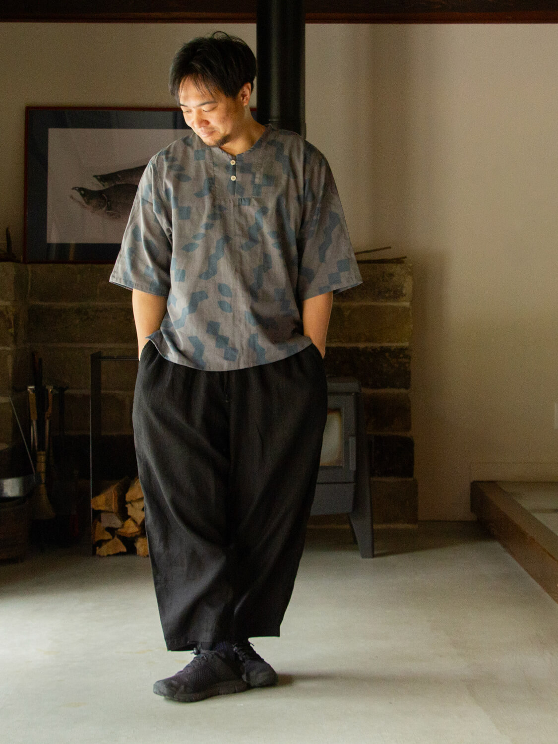 手ぬぐいシャツ 小田中耕一 縁日 神楽