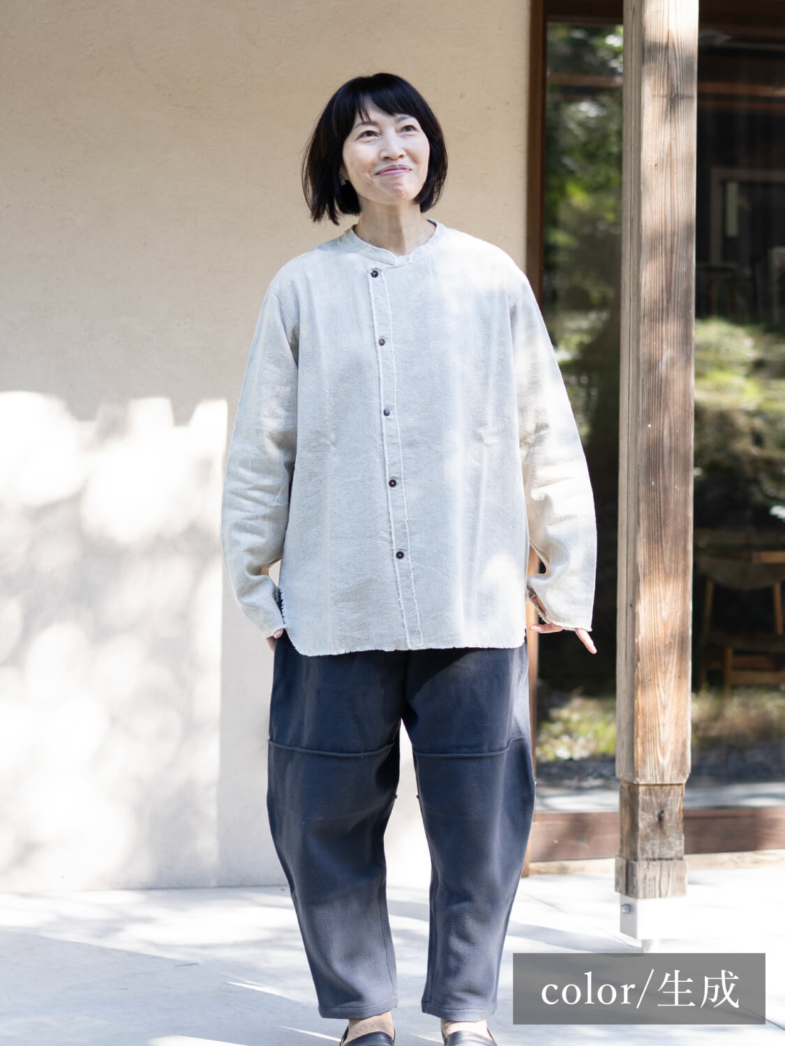 SH-166 MITTAN/亜麻苧麻絹シャツ