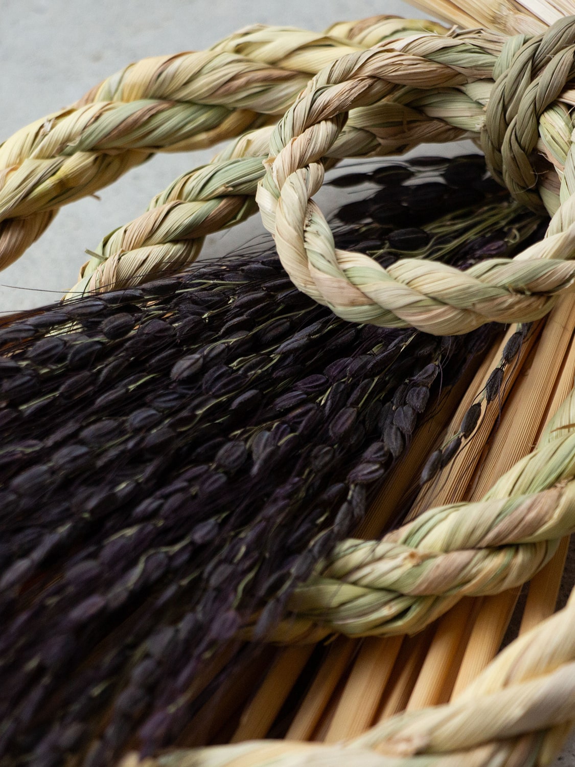 工房ストロー　末広輪三連　しめ飾り