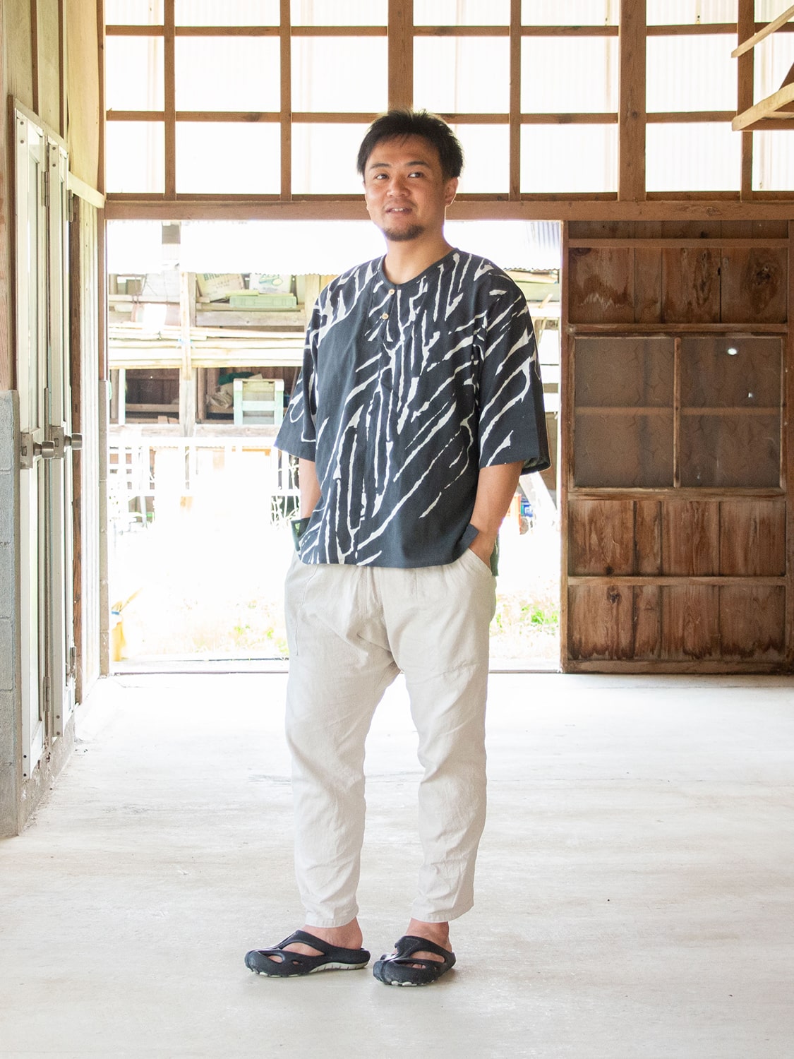 縁日 手ぬぐいシャツ 葉序