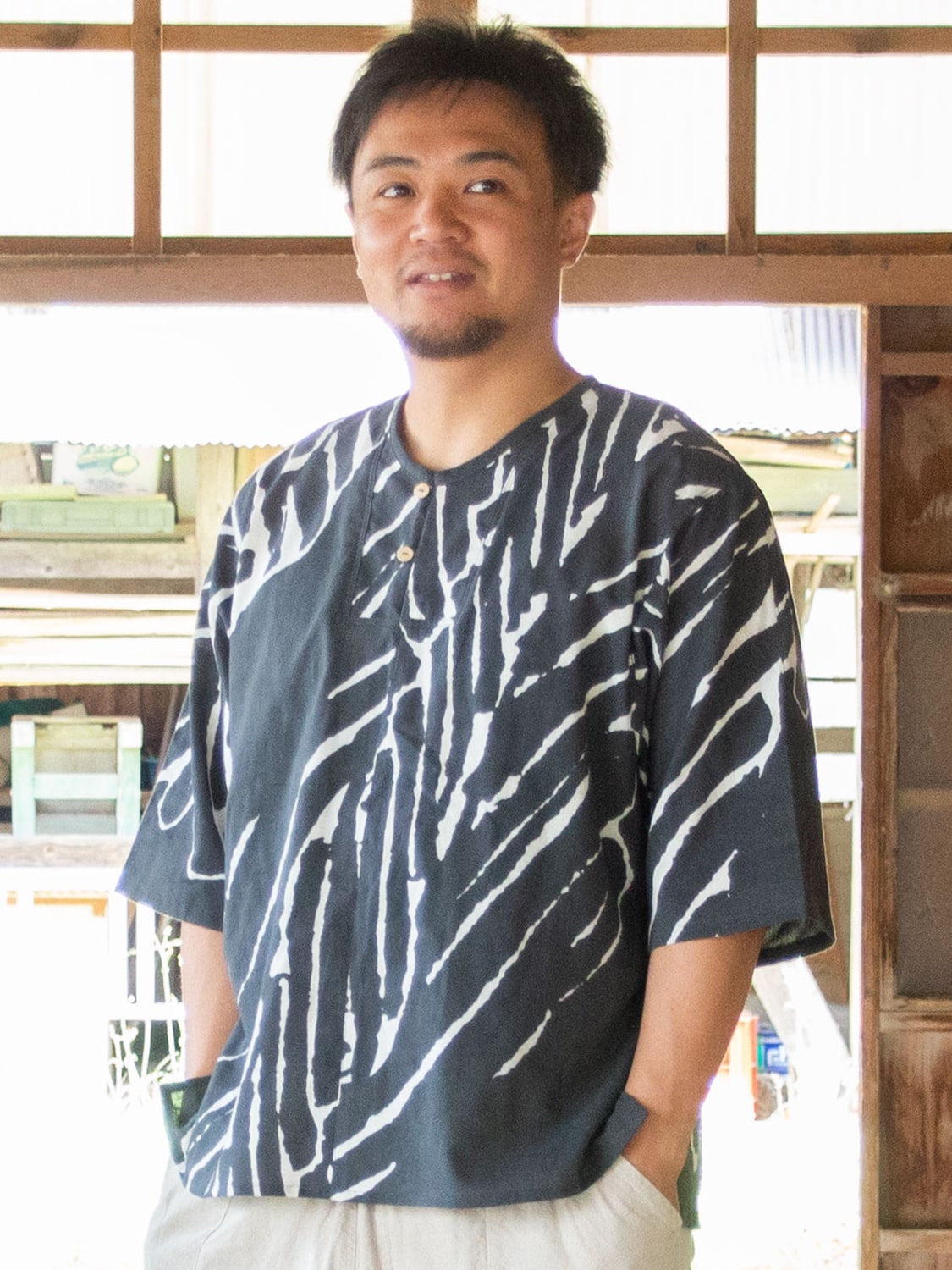 縁日 手ぬぐいシャツ 葉序