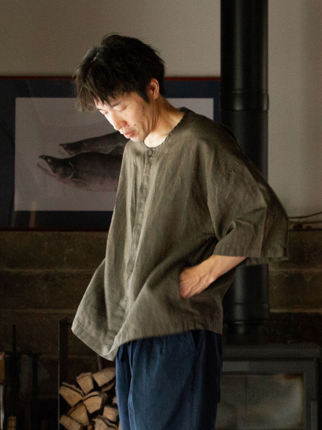 縁日 漆染め ダボシャツ DABO SHIRT 麻