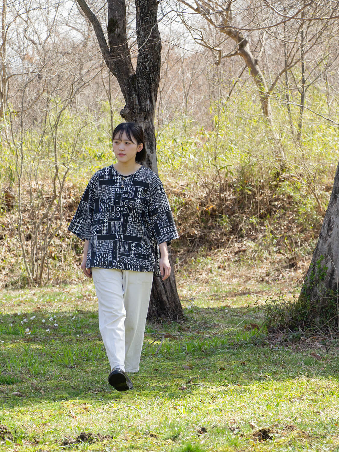 手ぬぐいシャツ よつめ染布舎 縁日 民布