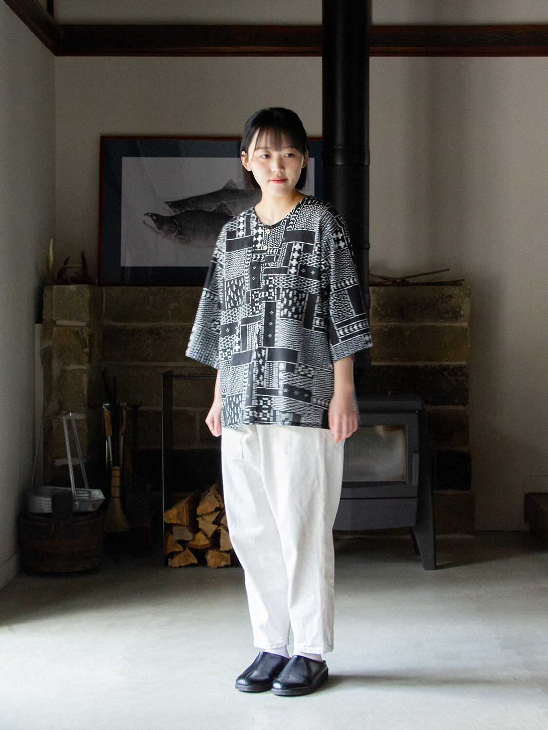 手ぬぐいシャツ よつめ染布舎 縁日 民布