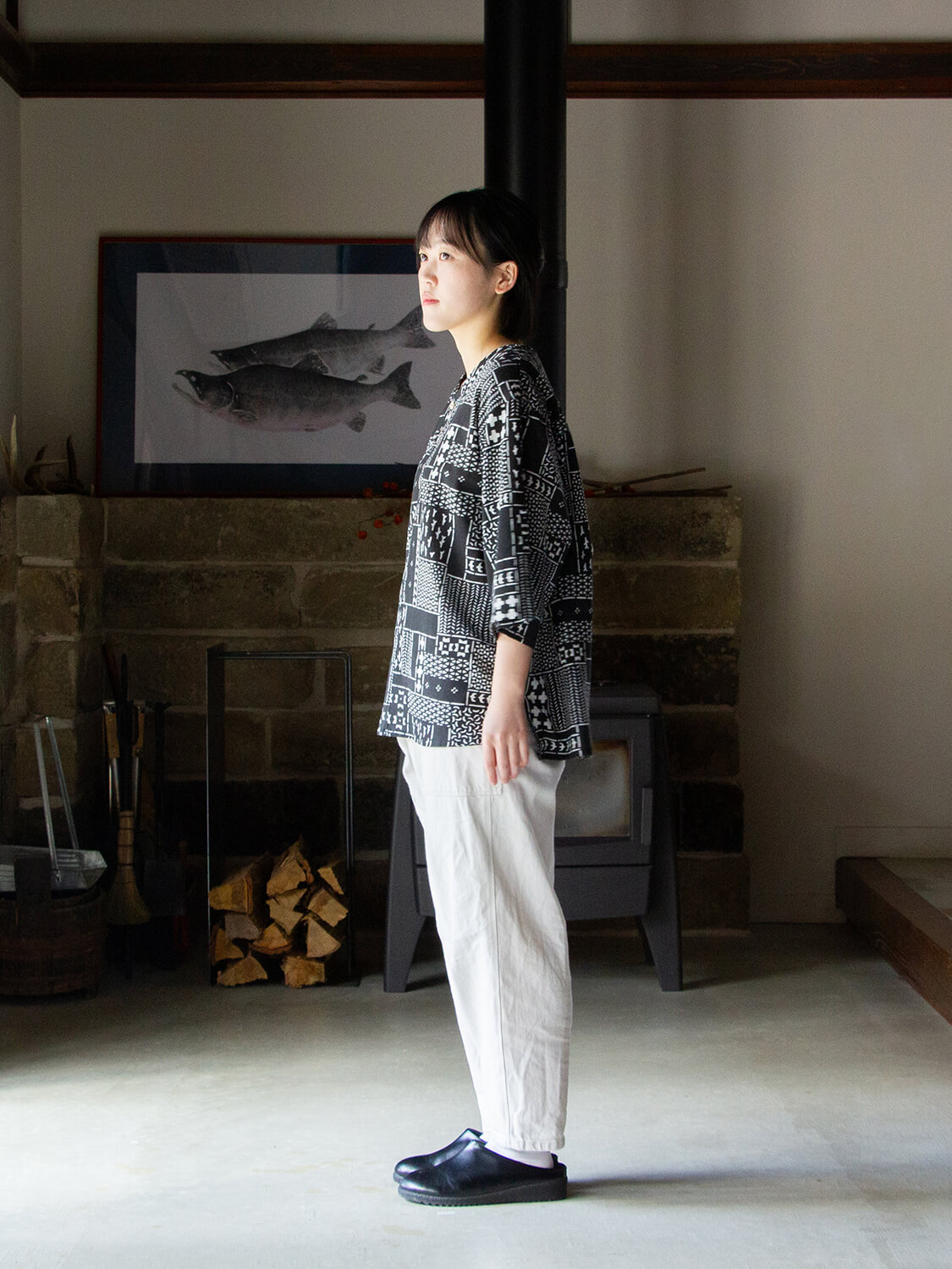 手ぬぐいシャツ よつめ染布舎 縁日 民布