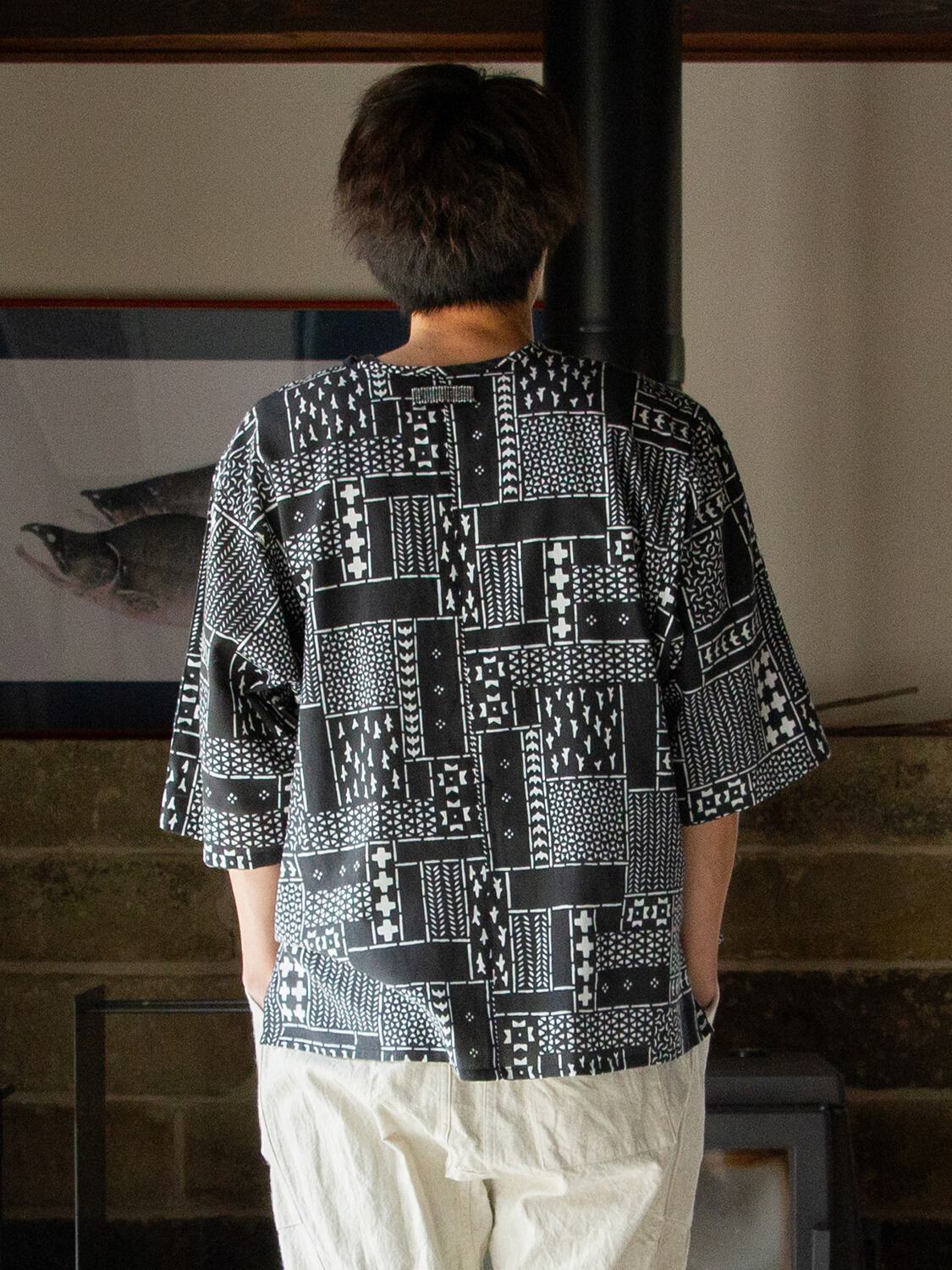 手ぬぐいシャツ よつめ染布舎 縁日 民布