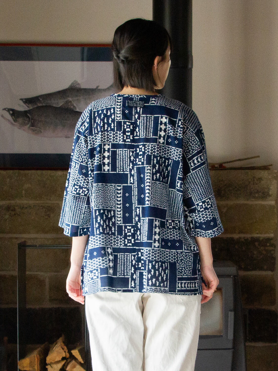 手ぬぐいシャツ よつめ染布舎 縁日 民布