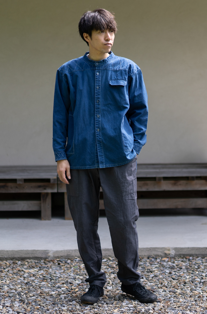 縁日 indigo YAMA SHIRT（インディゴ山シャツ） 着用イメージ