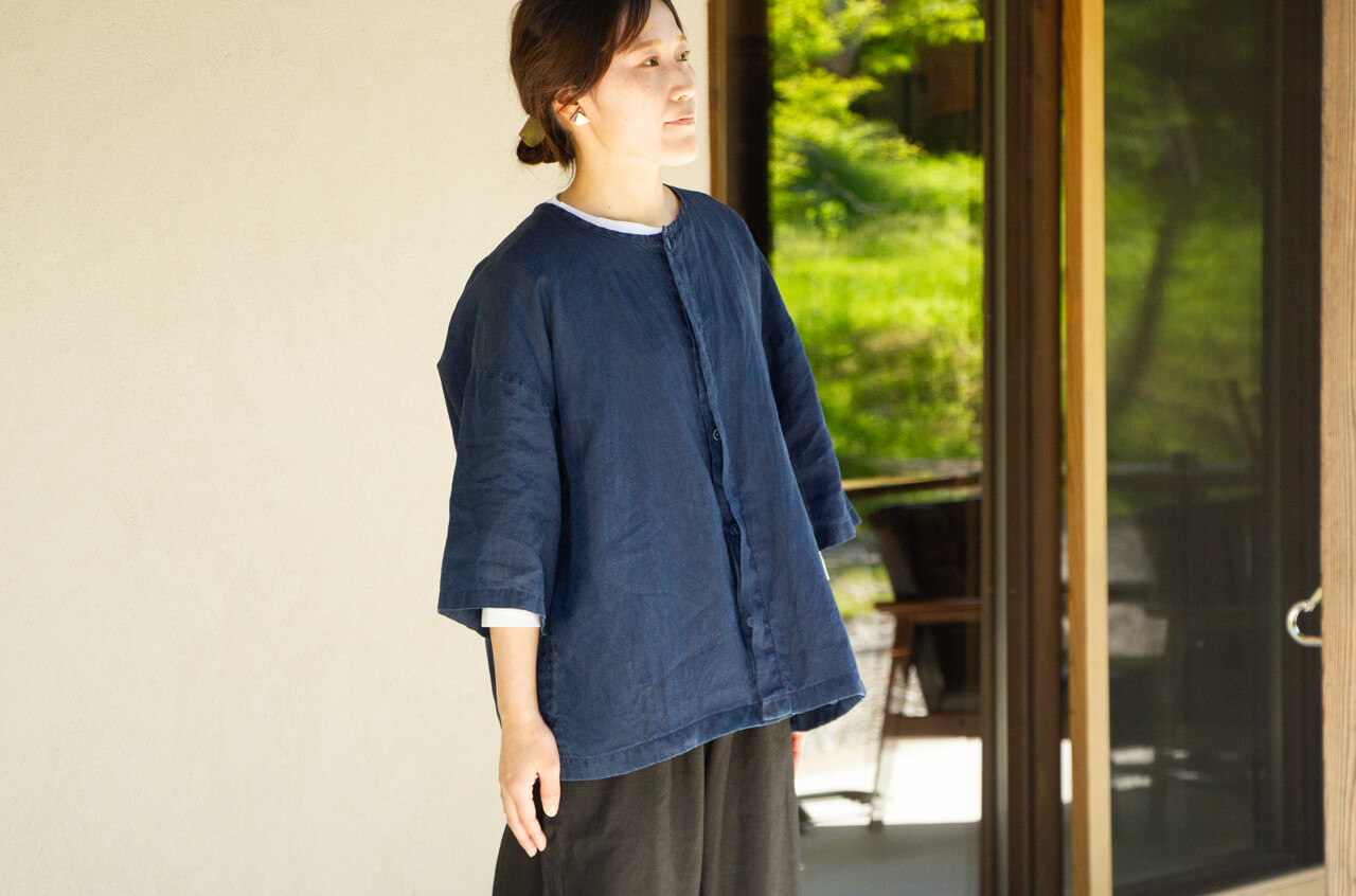 ダボシャツ　DABO SHIRT indigo 麻