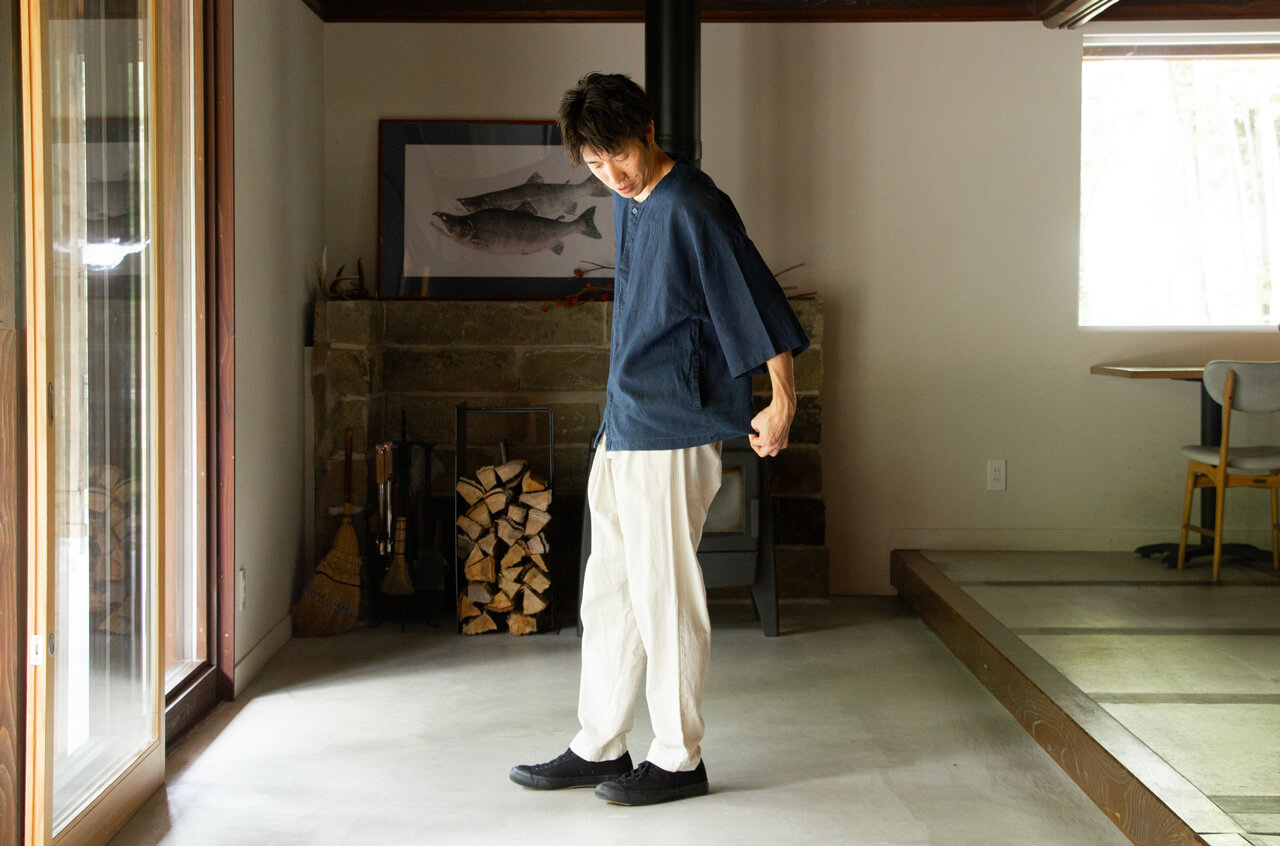 ダボシャツ　DABO SHIRT indigo 麻