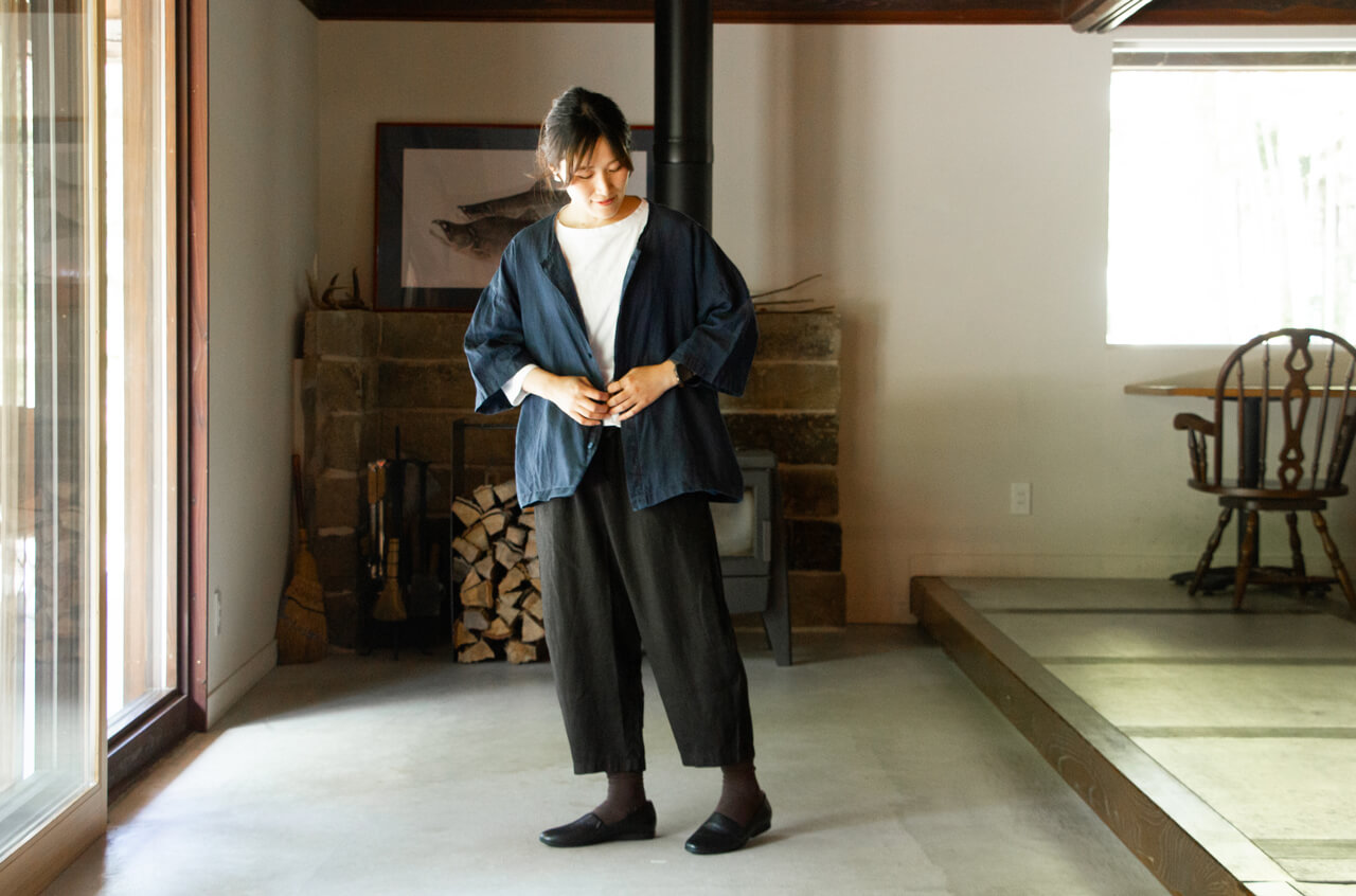 ダボシャツ　DABO SHIRT indigo 麻