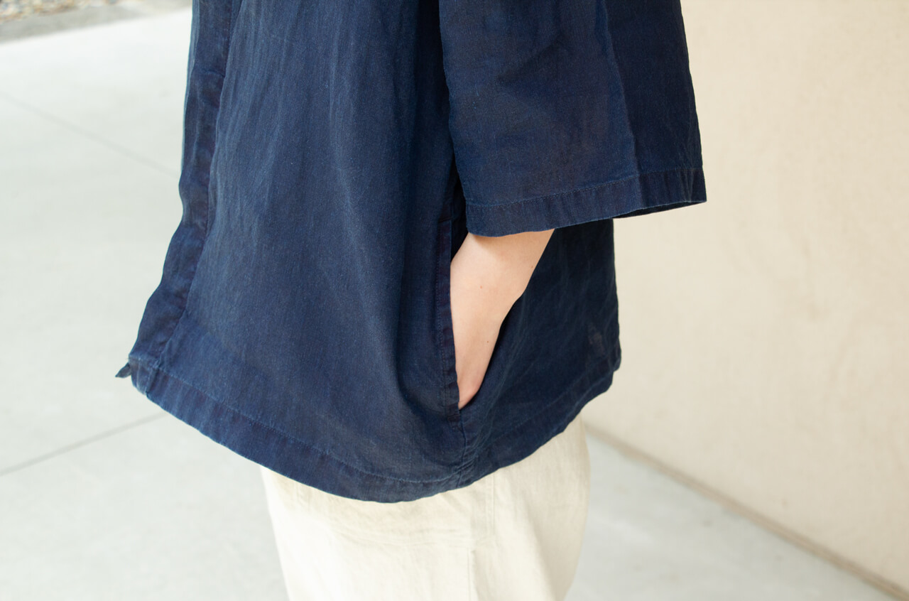 縁日　漆染め ダボシャツ　DABO SHIRT indigo 麻 着用イメージ