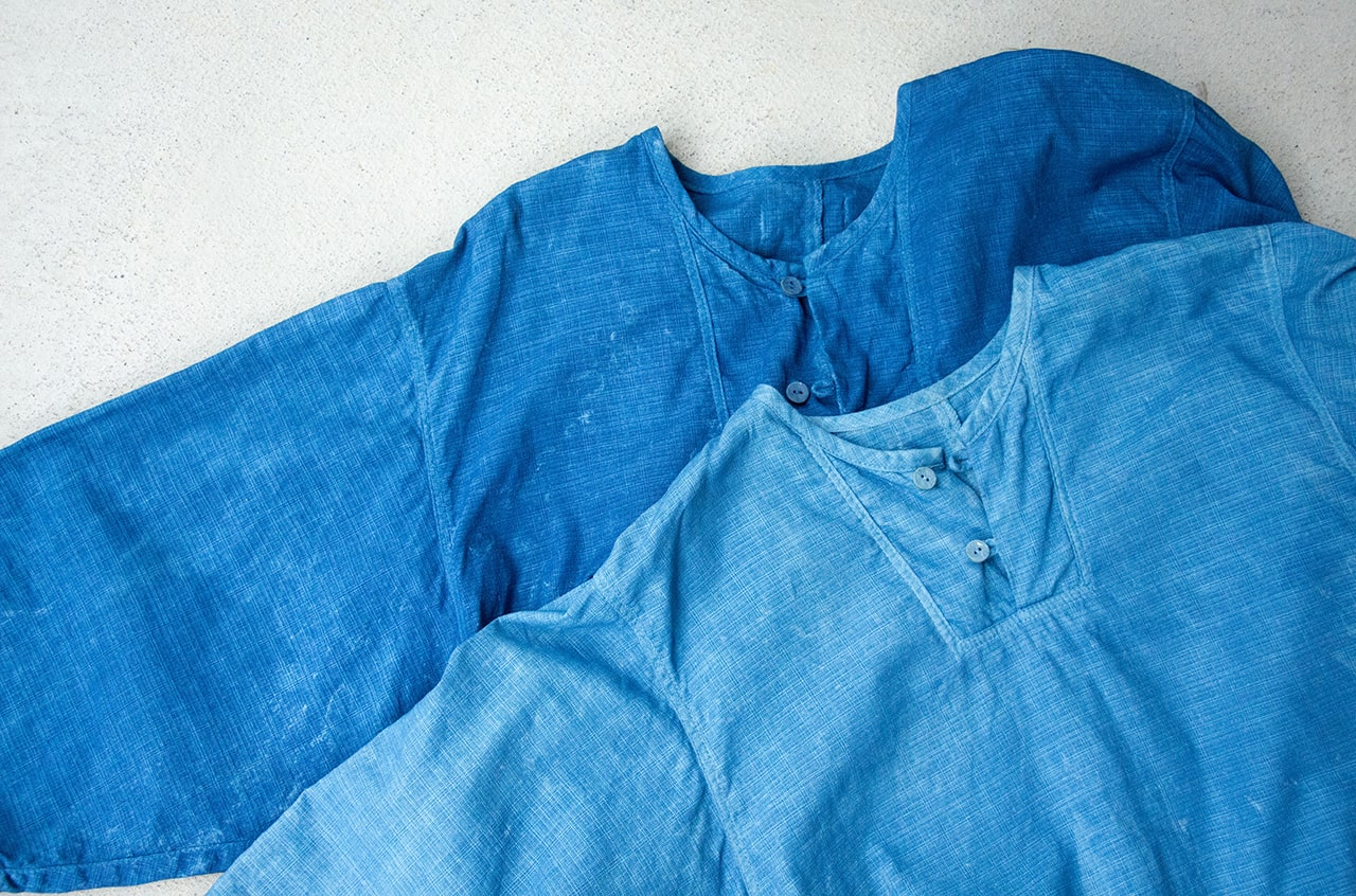 正藍冷染(しょうあいひやぞめ)の斜子織シャツ(nanakooriSHIRT)