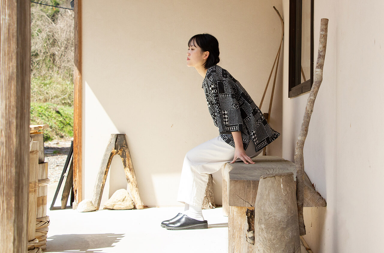 手ぬぐいシャツ よつめ染布舎 縁日 民布